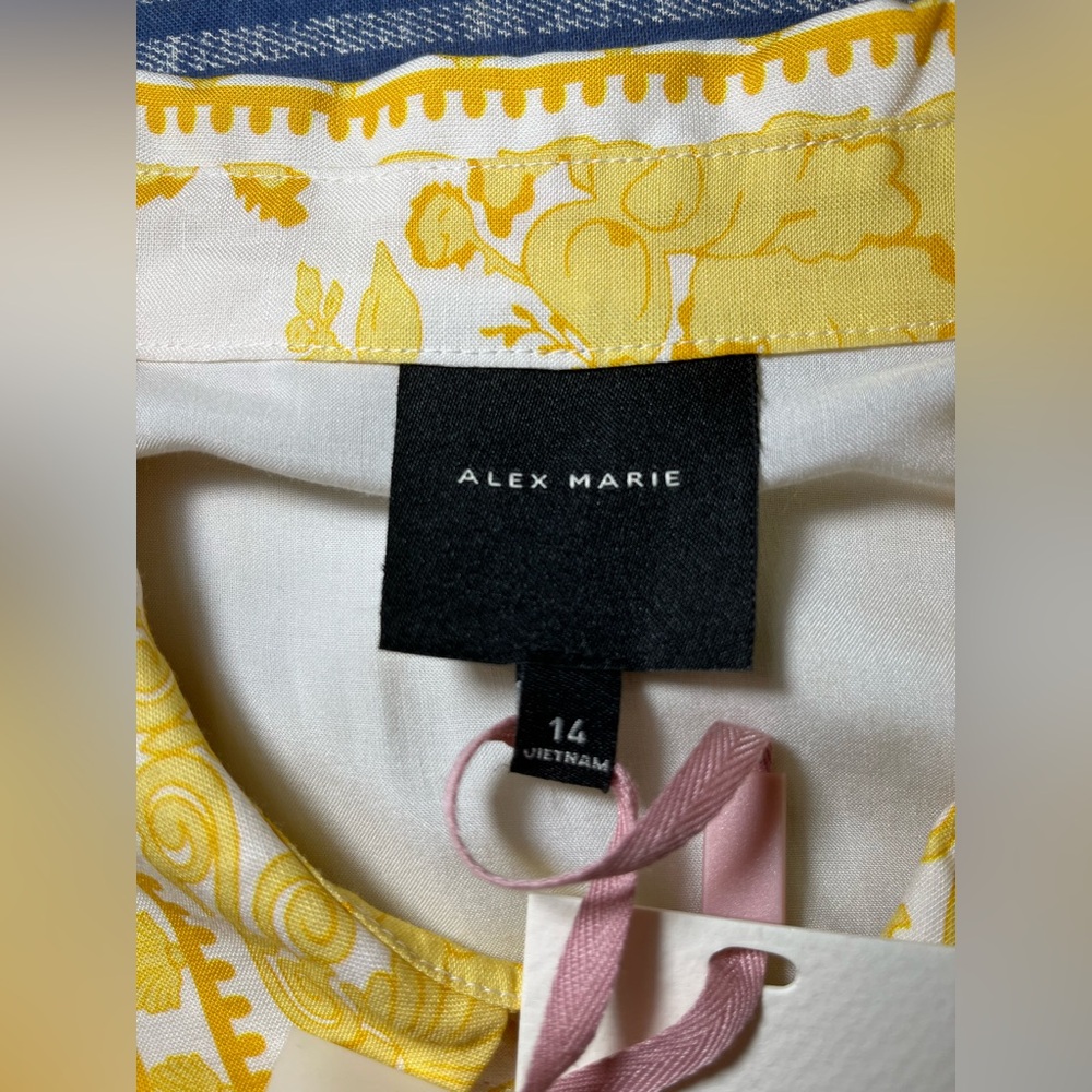Alex Marie New Yellow Floral Mini Dress Size14 Ramie/Viscose - Picture 4 of 10